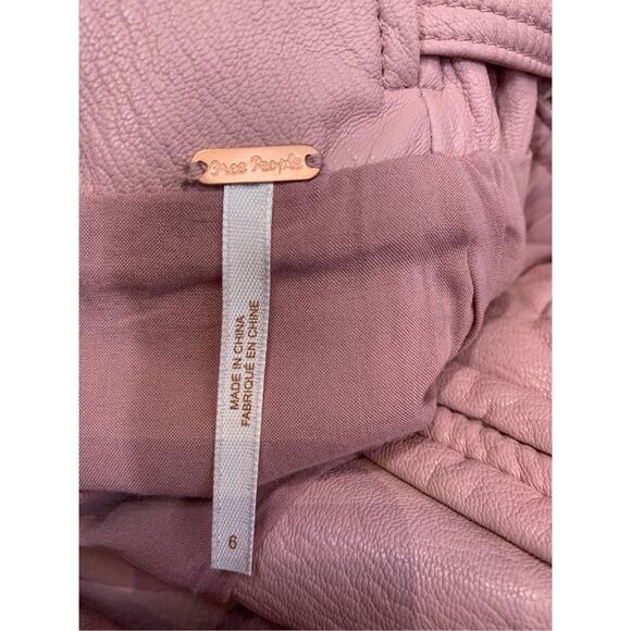 Free People Women's Payton Pink Faux Leather Paperbag Mini Skirt Size 6 - Picture 4 of 6